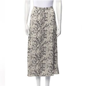 Reformation Black Printed Midi Length Skirt Size 10